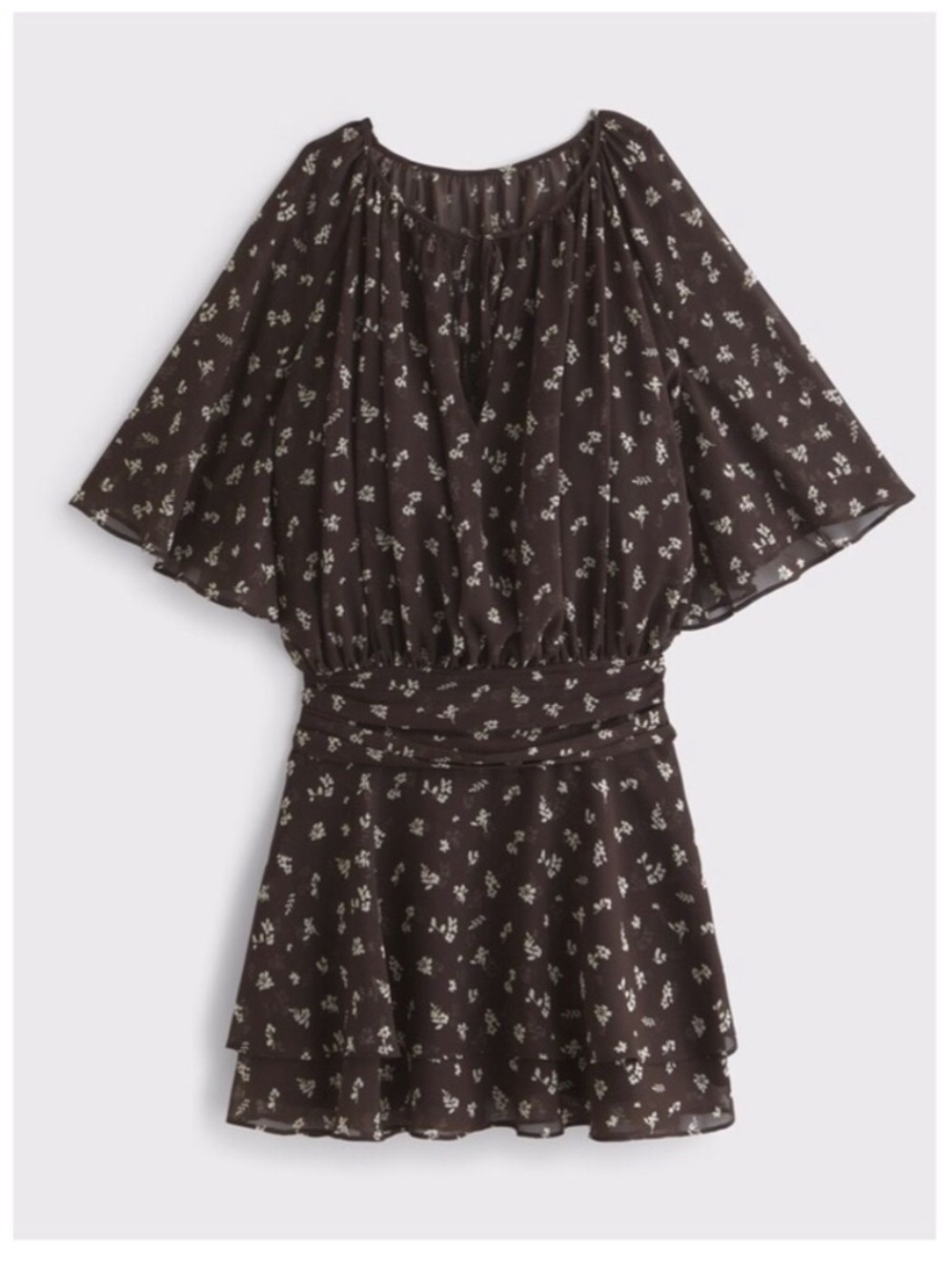 Abercrombie & Fitch Brown Floral Tiered Dress